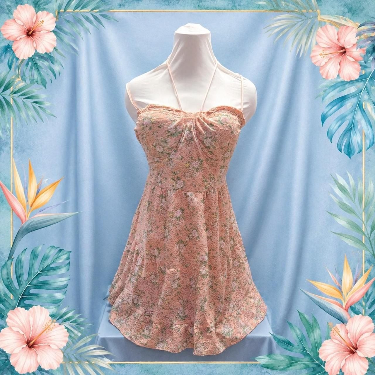 Sugar Lips Light Peach Floral Lace Mini Dress
