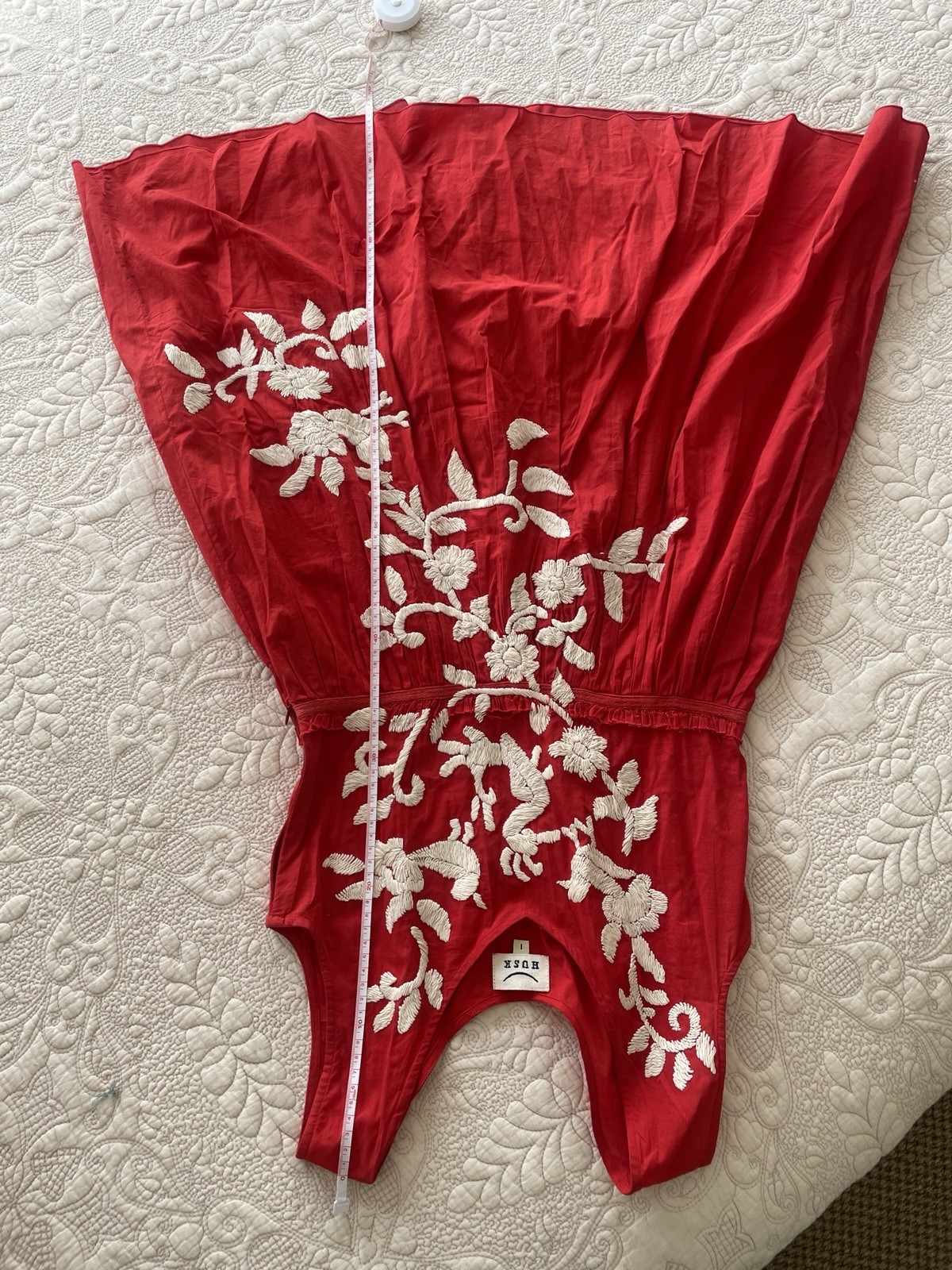 Husk Red Mexican Embroidered Boho Dress