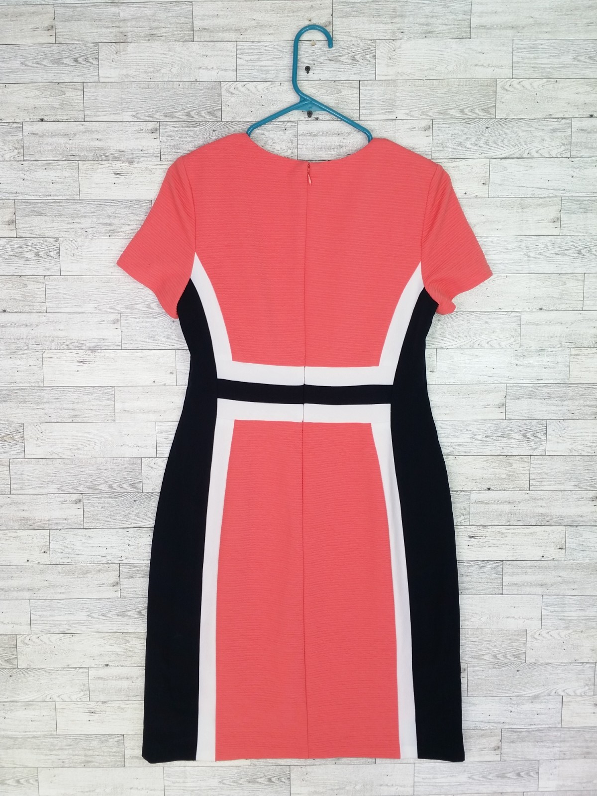 Women’s Studio One Color Block Shift Sheath Dress Size 6 Salmon Pink Black
