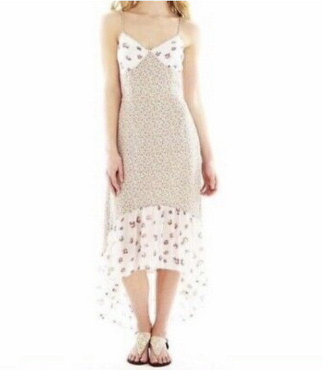 I Heart Ronson Ditsy Floral Print Slip Dress Maxi Dress High Low Hem, Size 12