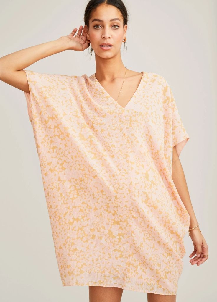 Hatch Maternity Women’s THE SLOUCH DRESS Apricot Silk/Cotton $258 NEW