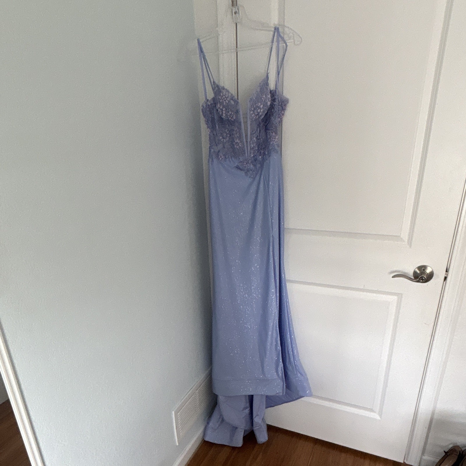 Lilac Mermaid Sweetheart Lace Spaghetti Strap Lace-Up Slit Long Slit