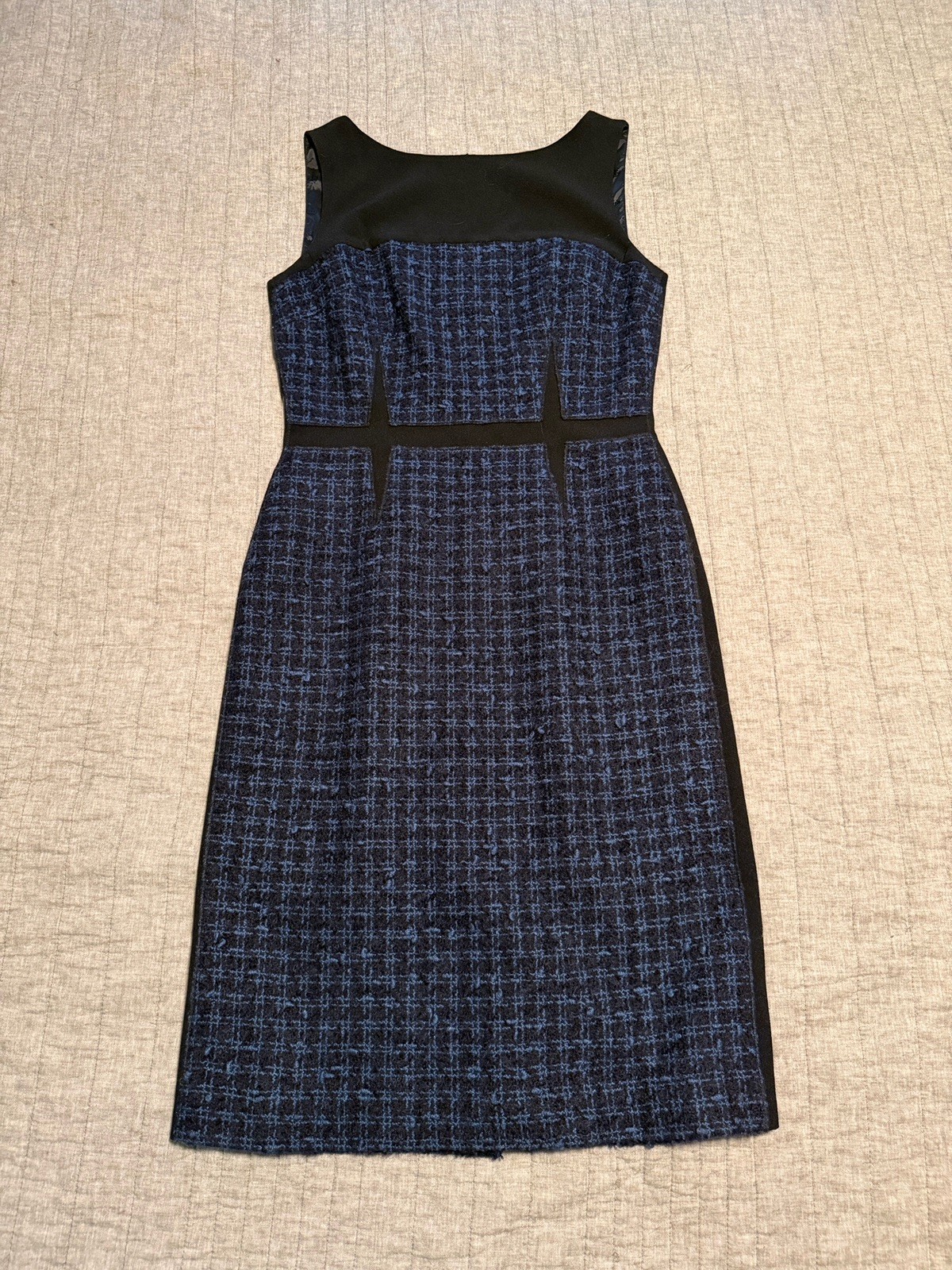 Tory Burch Navy/Black Tweed Boucle Dress, Size 8