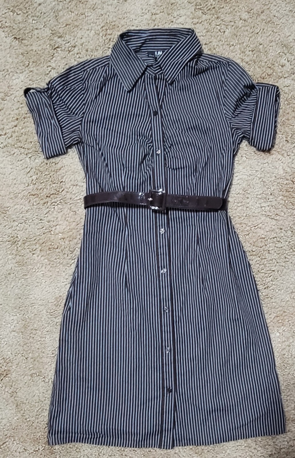I.N. San Francisco Dress Women’s Size Small Brown & White Striped