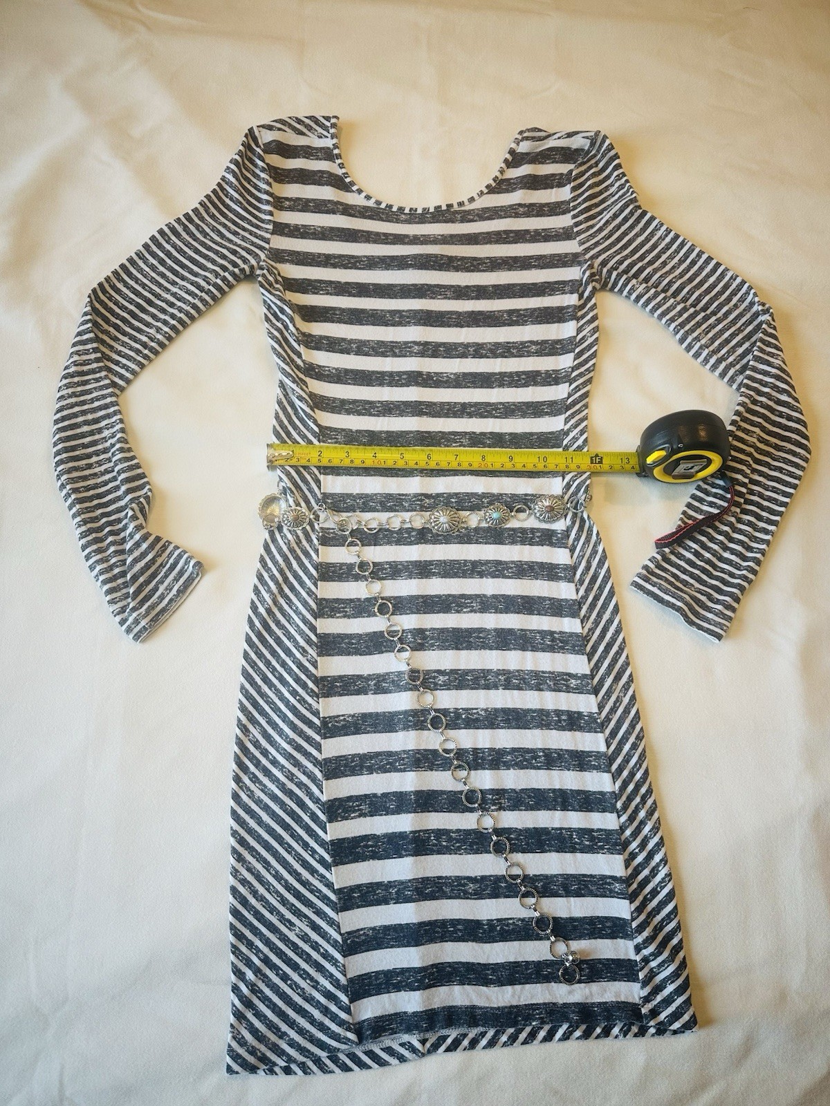 Armani Exchange Black White Striped Knit Scoop Neck Sheath Knee Dress XS