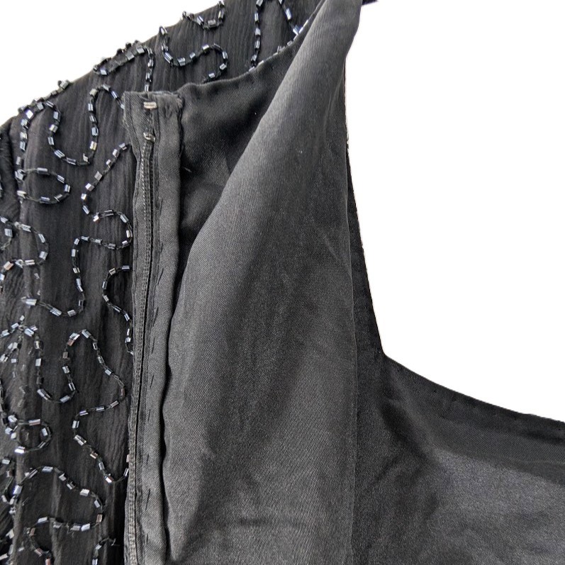 Beaded Silk Black Evening Dress Womens Sz 2X JMD New York Party MOB Wedding VTG
