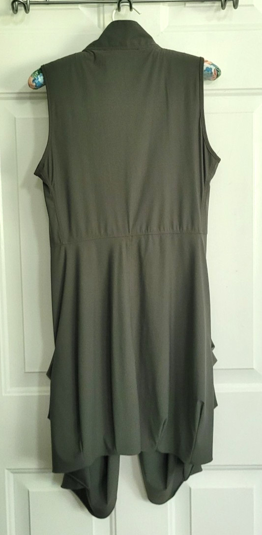 Sun Light Womens Khaki Green Sleeveless Round Neck Knee Length Dress Size S