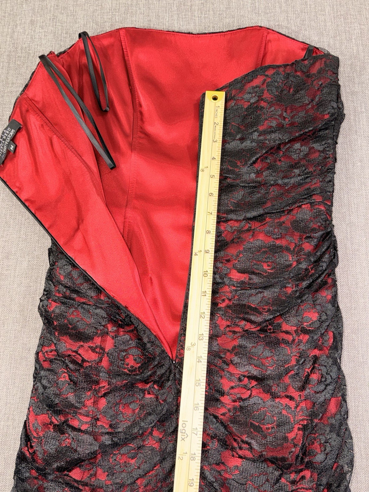 Maria Bianca Nero Vintage Red And Black Lace Dress Small Strapless Corset Size M