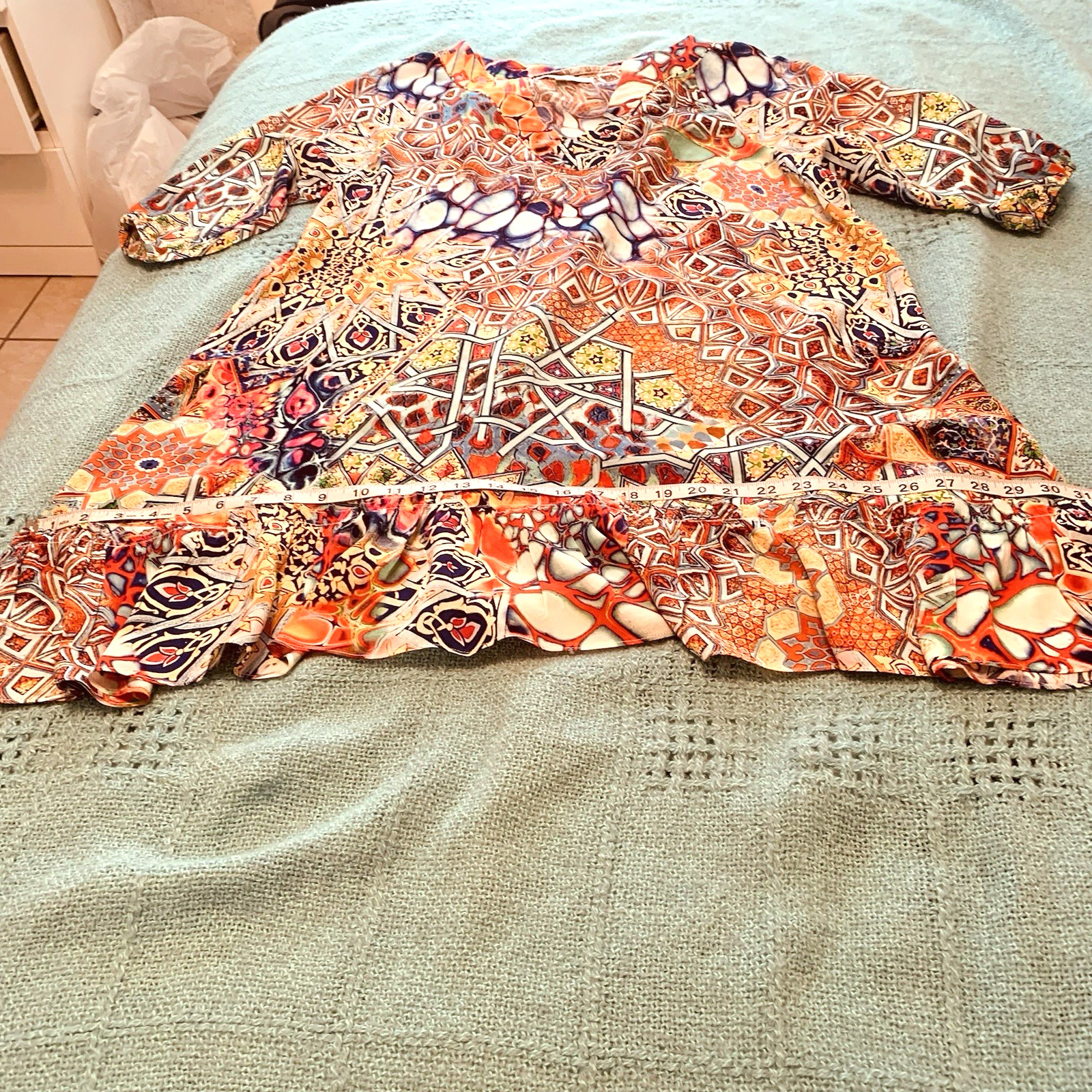 True Colours by La Moda Multi Color Mosaic Boho Silk Dress Size S/M