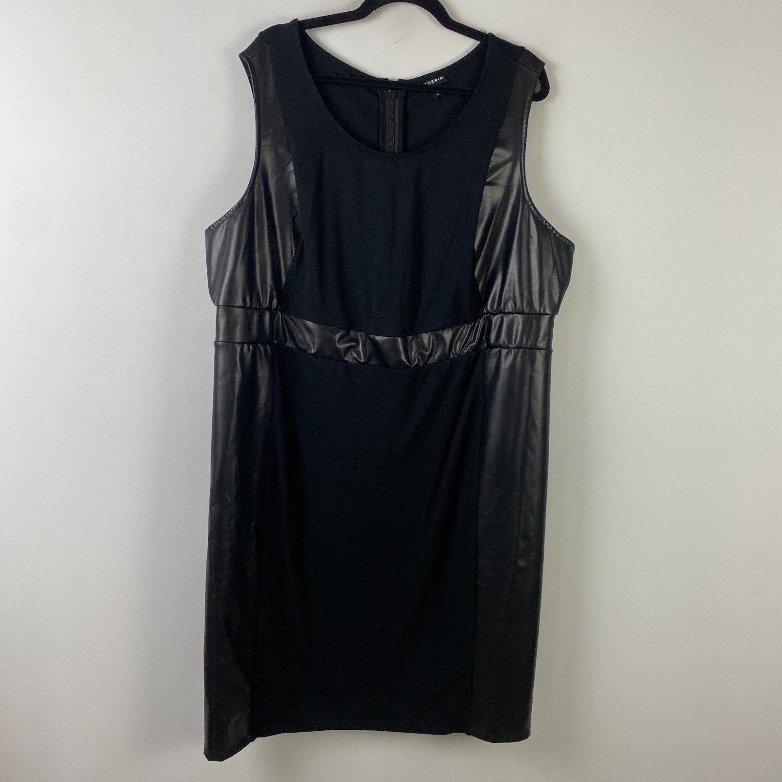 Torrid At The Knee PU Ponte Contoured Panel Dress Black Plus Size 24