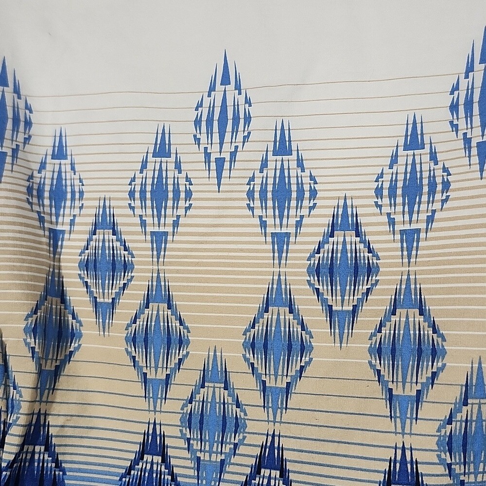 Pendleton Blue, White & Beige Sleeveless Sheath Dress w/ Geometric Pattern 22W