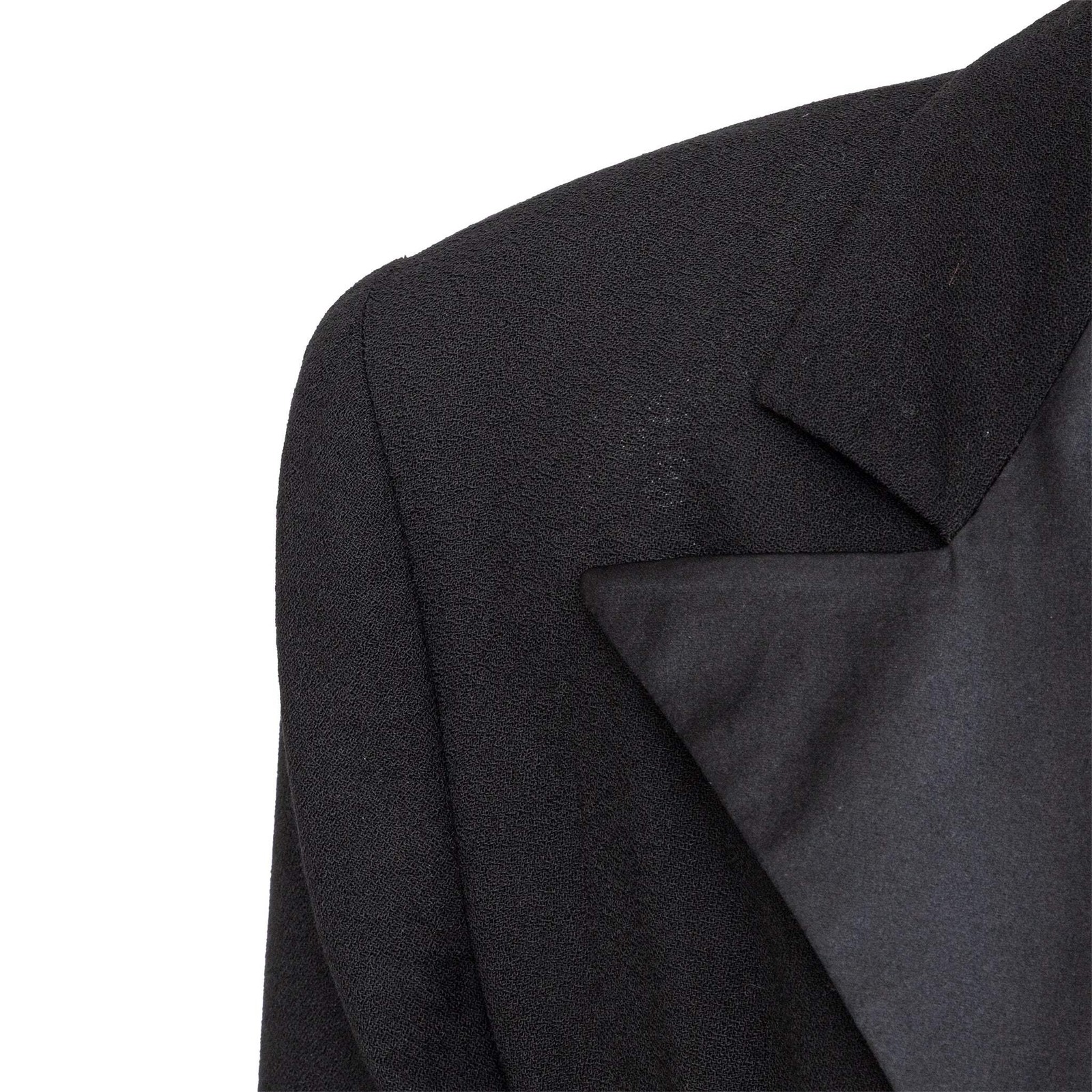 Ralph Lauren Black Wool Blazer Dress Satin Lapel 2000s Tailored Midi Dress