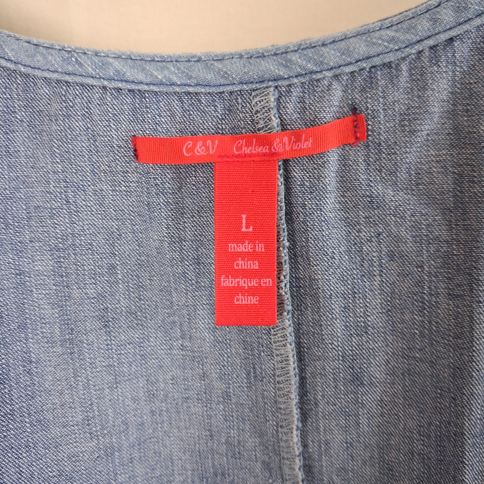 Chelsea & Violet Chambray Blue Sleeveless Pullover Summer Denim Dress Size L