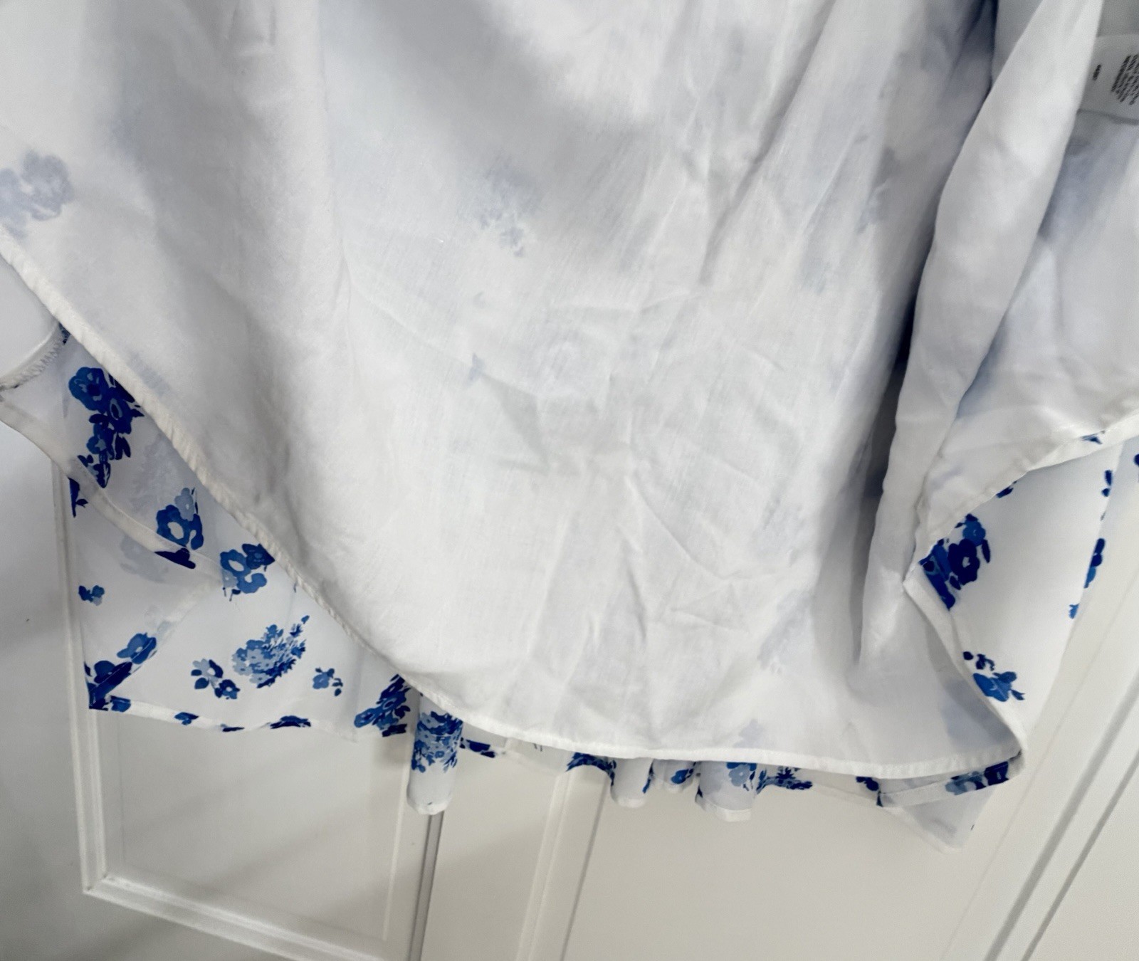 Sugarlips Blue White Floral Kissa Tiered Maxi Dress Button Down Long Sleeve Sz S