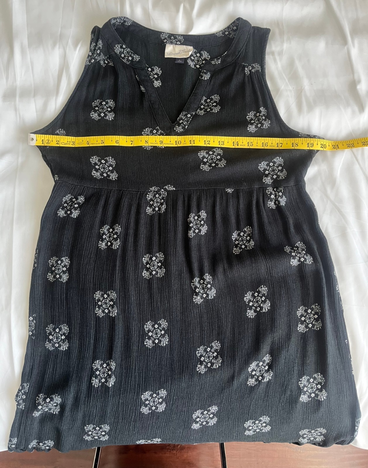 Universal Thread Black Medallion Tiered Maxi Dress Size L Sleeveless 100% Rayon
