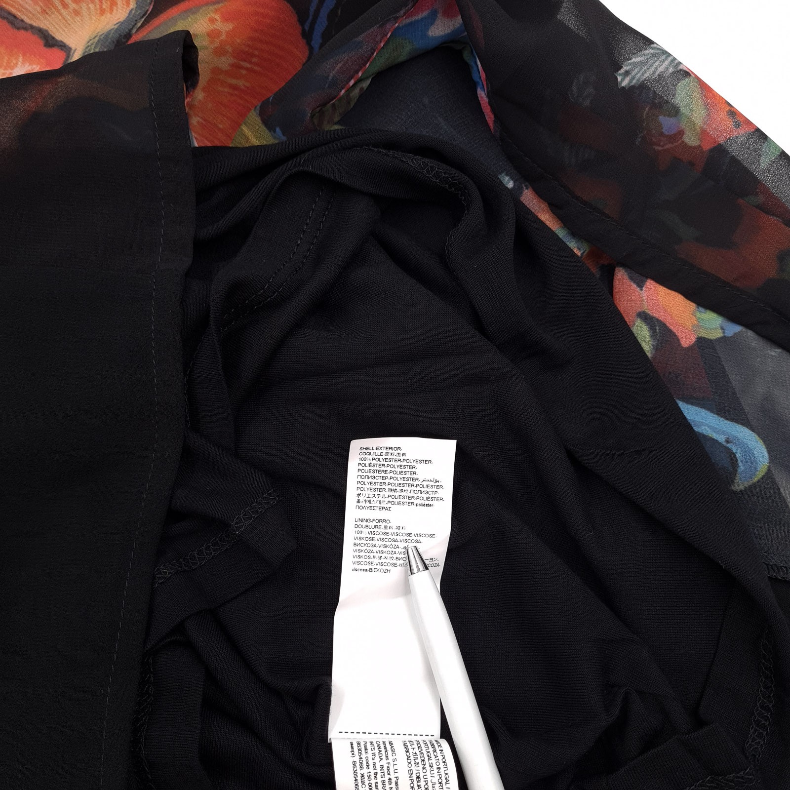 Desigual Shift Dress Black Floral Print Sleeveless Chiffon Size 38