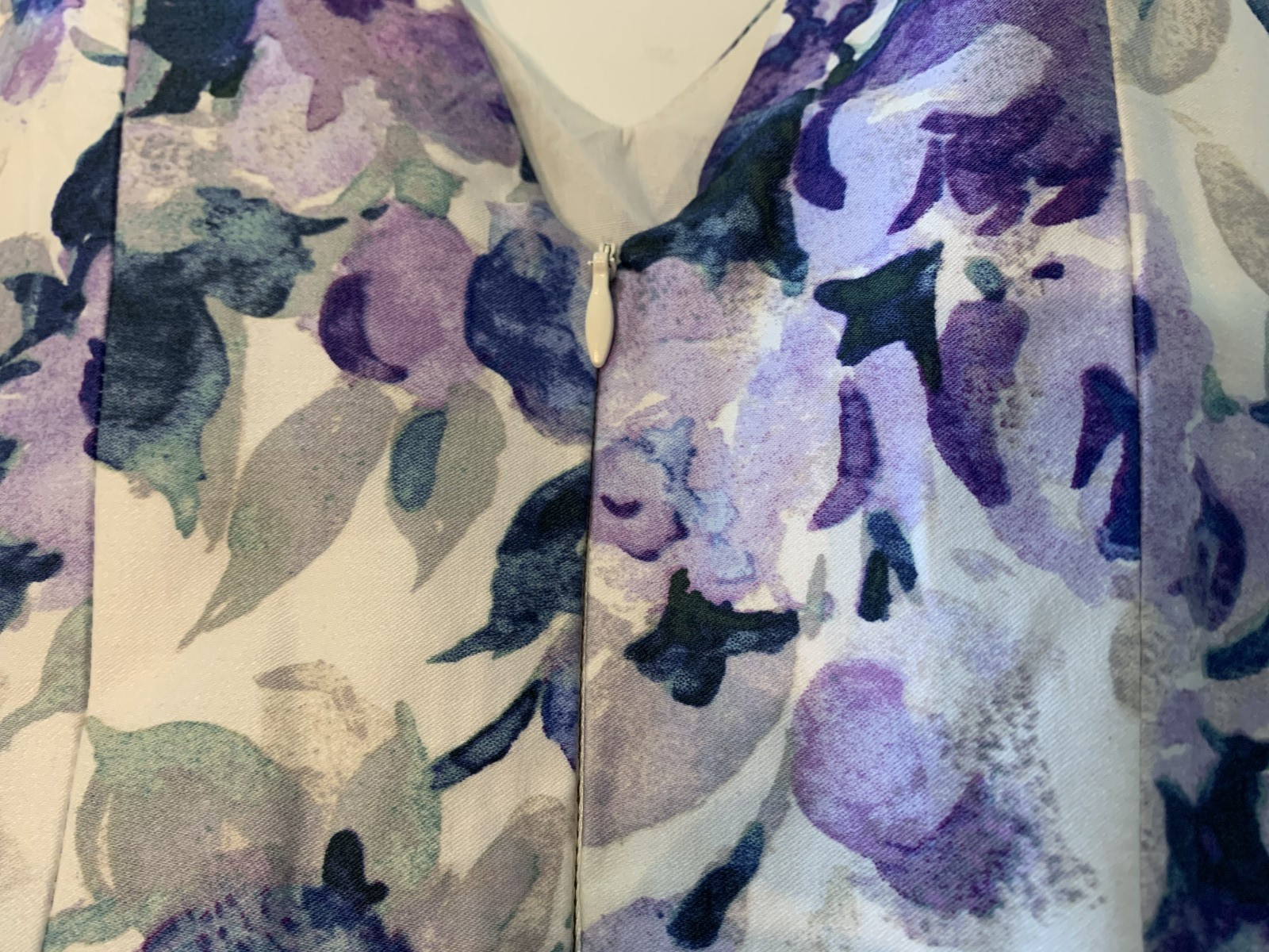NWT RALPH LAUREN Dress White Purple Green Cotton Sleeveless V Neck Zipper 4P