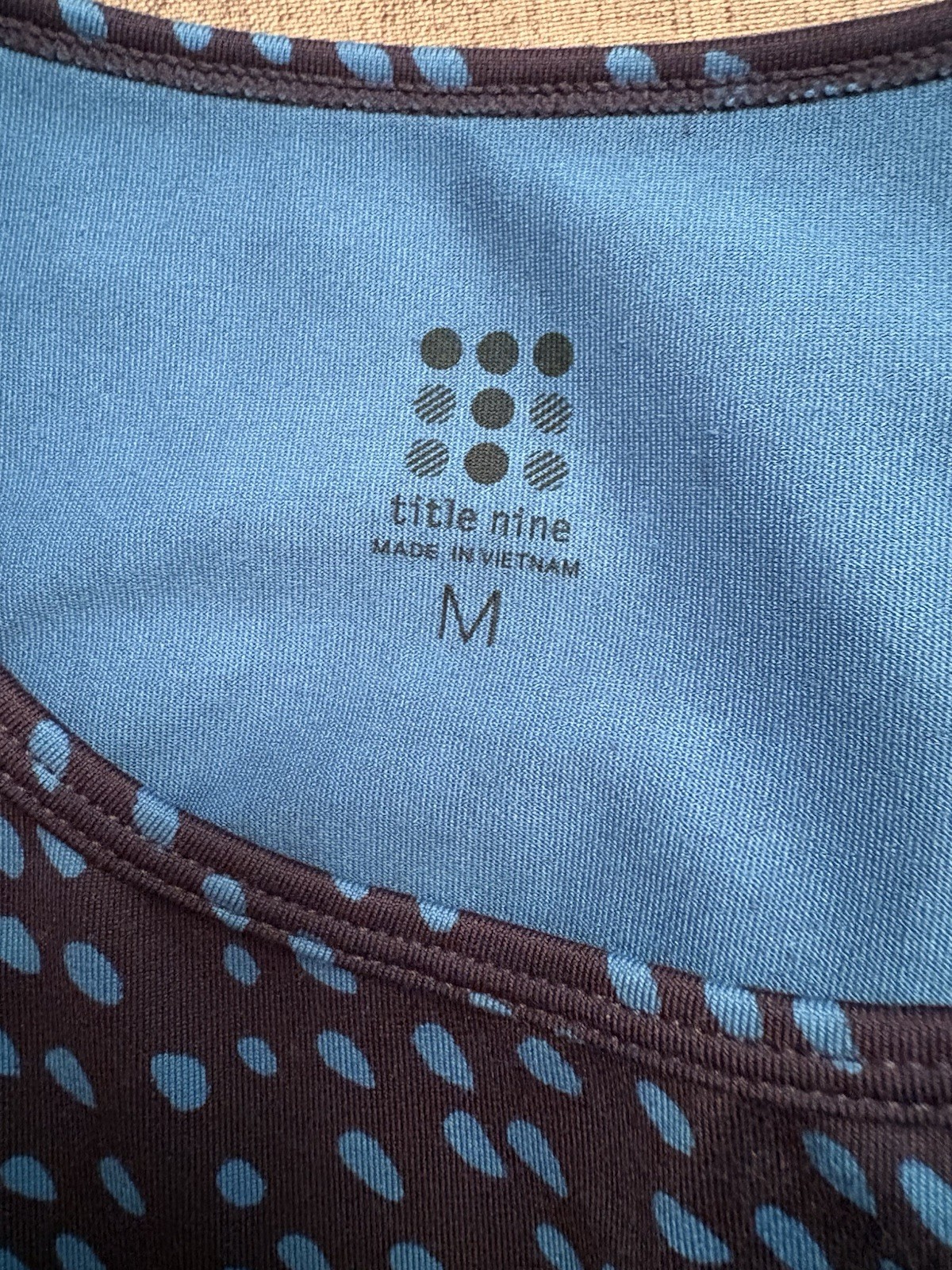 Title Nine Sz M Blue Batik Dot Alpha Racerback Tank Dress