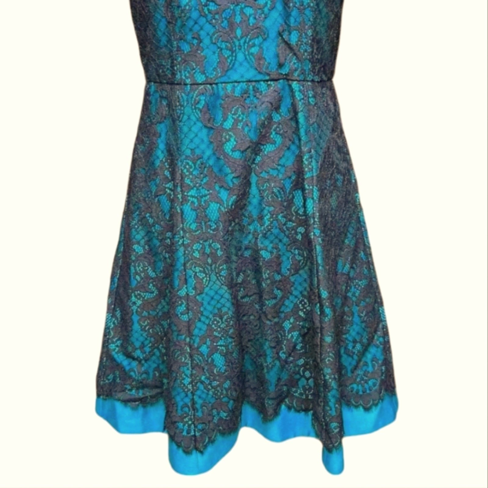 Draper James Betty Party pLace Halter MiniKnee Length Dress Teal Black Size 10