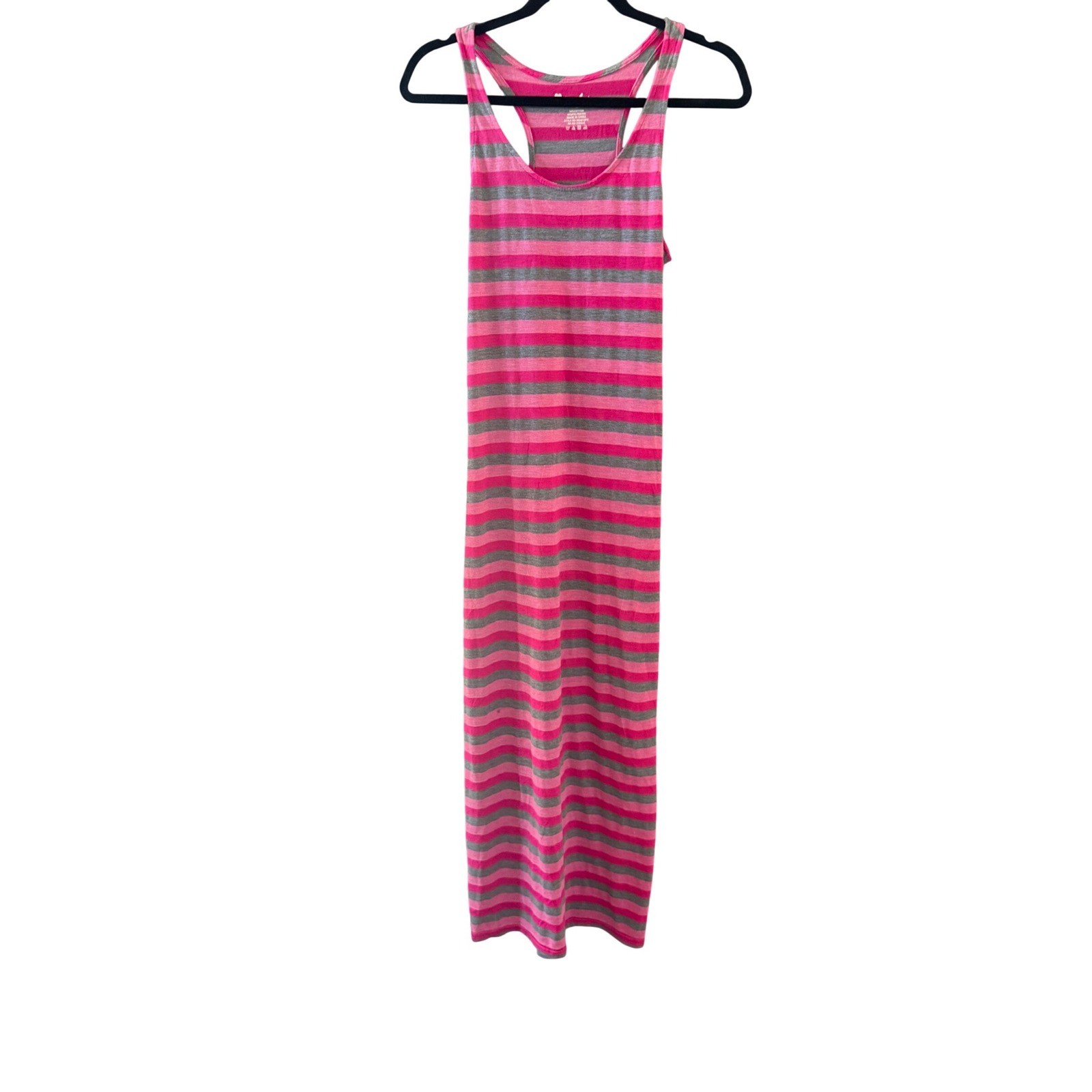 Just Love 2010s Womens Pink Gray Striped Racerback Maxi Dress Medium Cotton