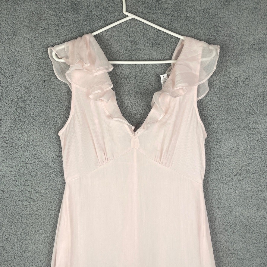 Asos Design Women’s US 6 Pink 100% Polyester Bridemaids Flutter Sleeve Dress