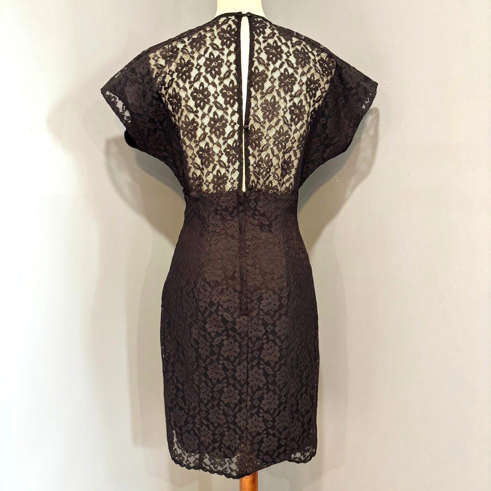 Vtg Gunne Sax Black Lace Sheath Dress Dark Romance Whimsigoth Vampire Hoco S