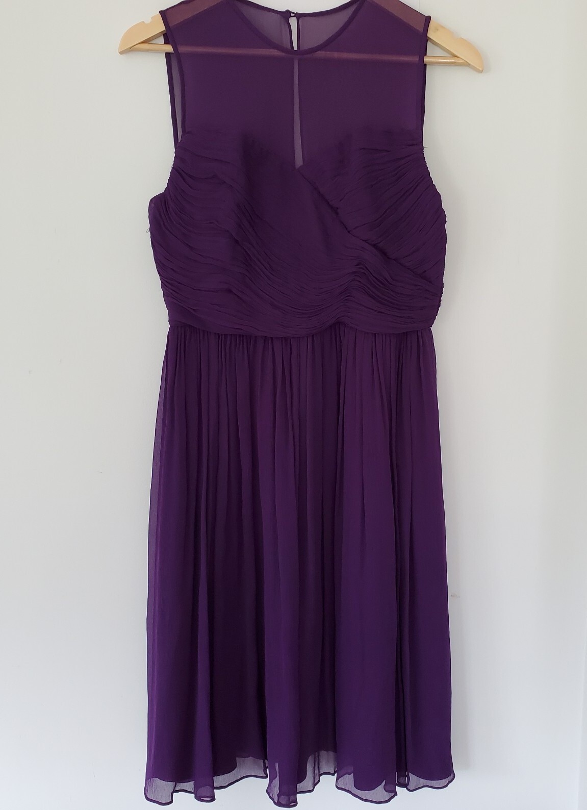 J Crew 8 CLARA 100% Silk Chiffon Eggplant Purple Dress Cocktail Party Holiday