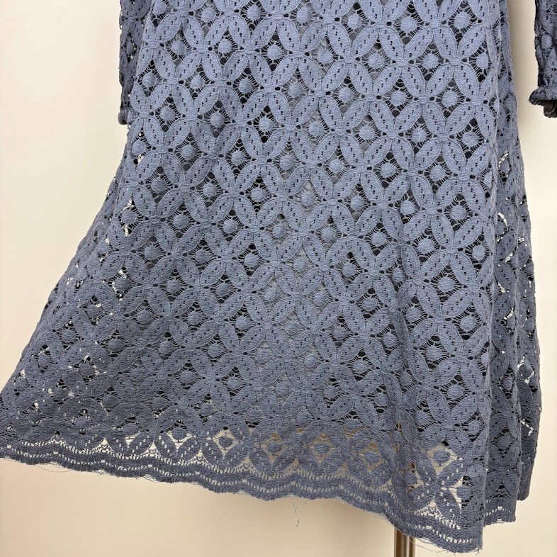 Garnet Hill Lace Shift Midi Dress Lined Sz 10 Drawstring Neck Beachy Cottagecore