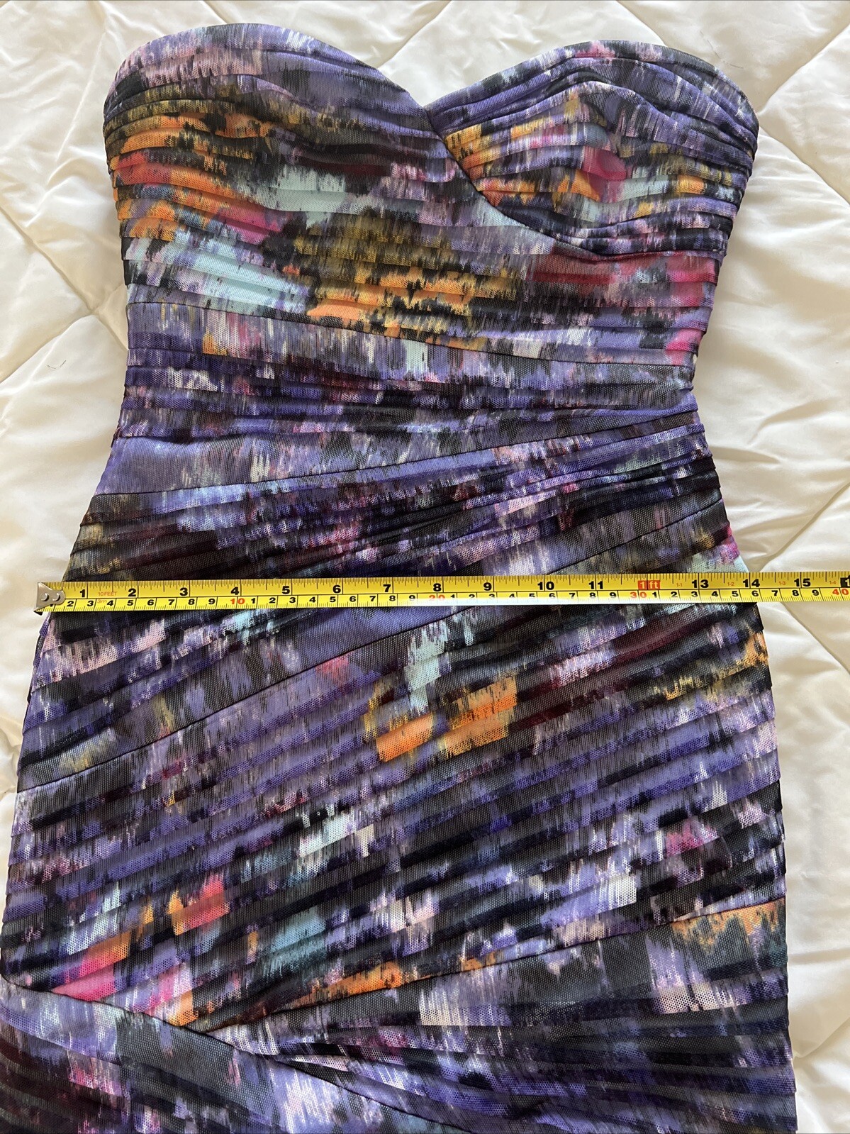 BCBG MAXAZRIA Kameron Strapless Pleated Cocktail Mini Dress In Purple Blue Siz 0