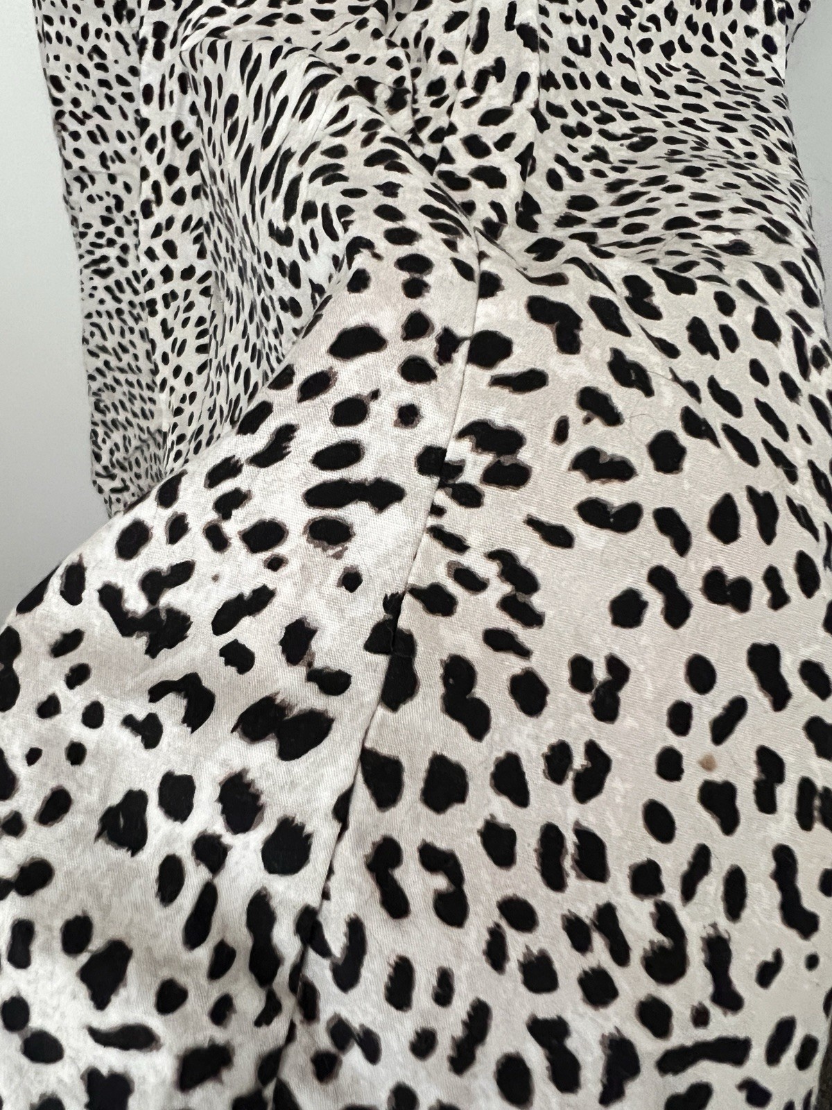 H&M Animal Print Black White A-Line Dress Cap Sleeve Round Neck Short XL