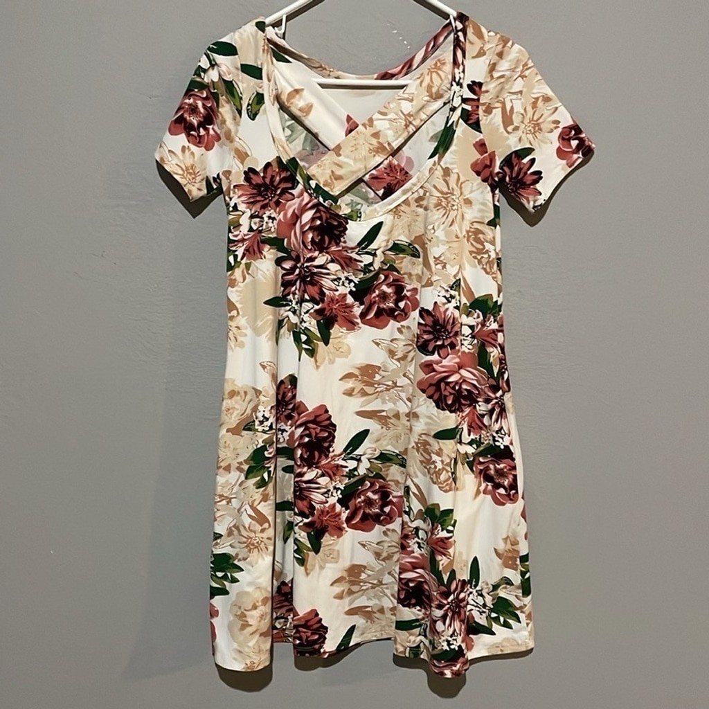 Eldridge Summer floral criss cross back swing dress