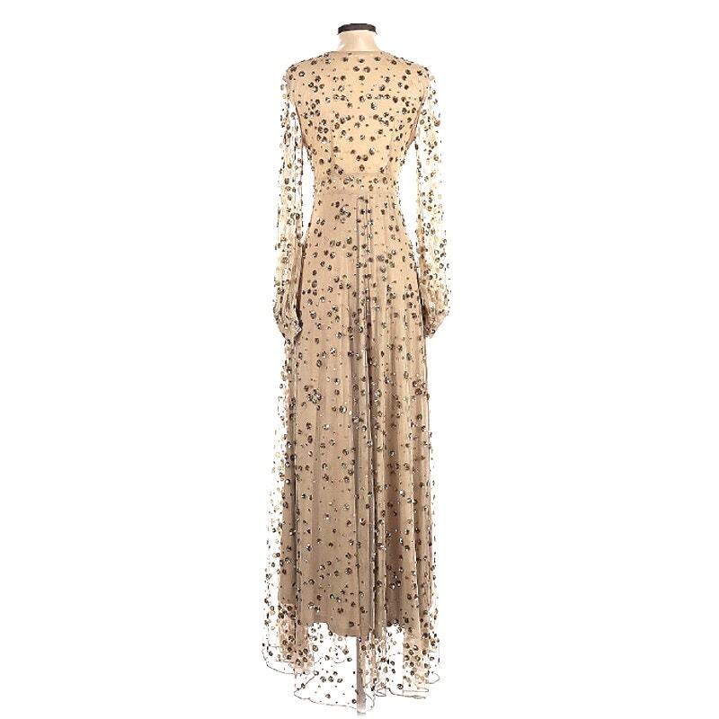 LoveShackFancy Maxi Gown Gold Nude Sequin-Embellished Tulle Janet Dress Sz 0
