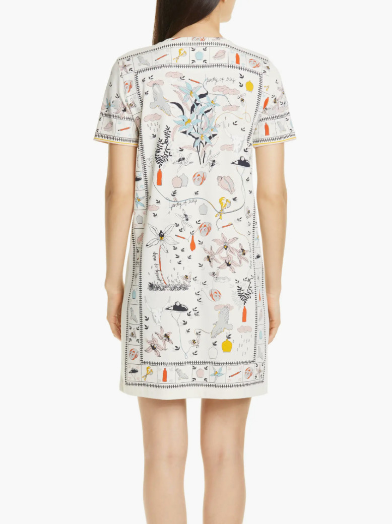 NEW TORY BURCH T-shirt dress short Sleeve Poetry of things Sizes M L NWT
