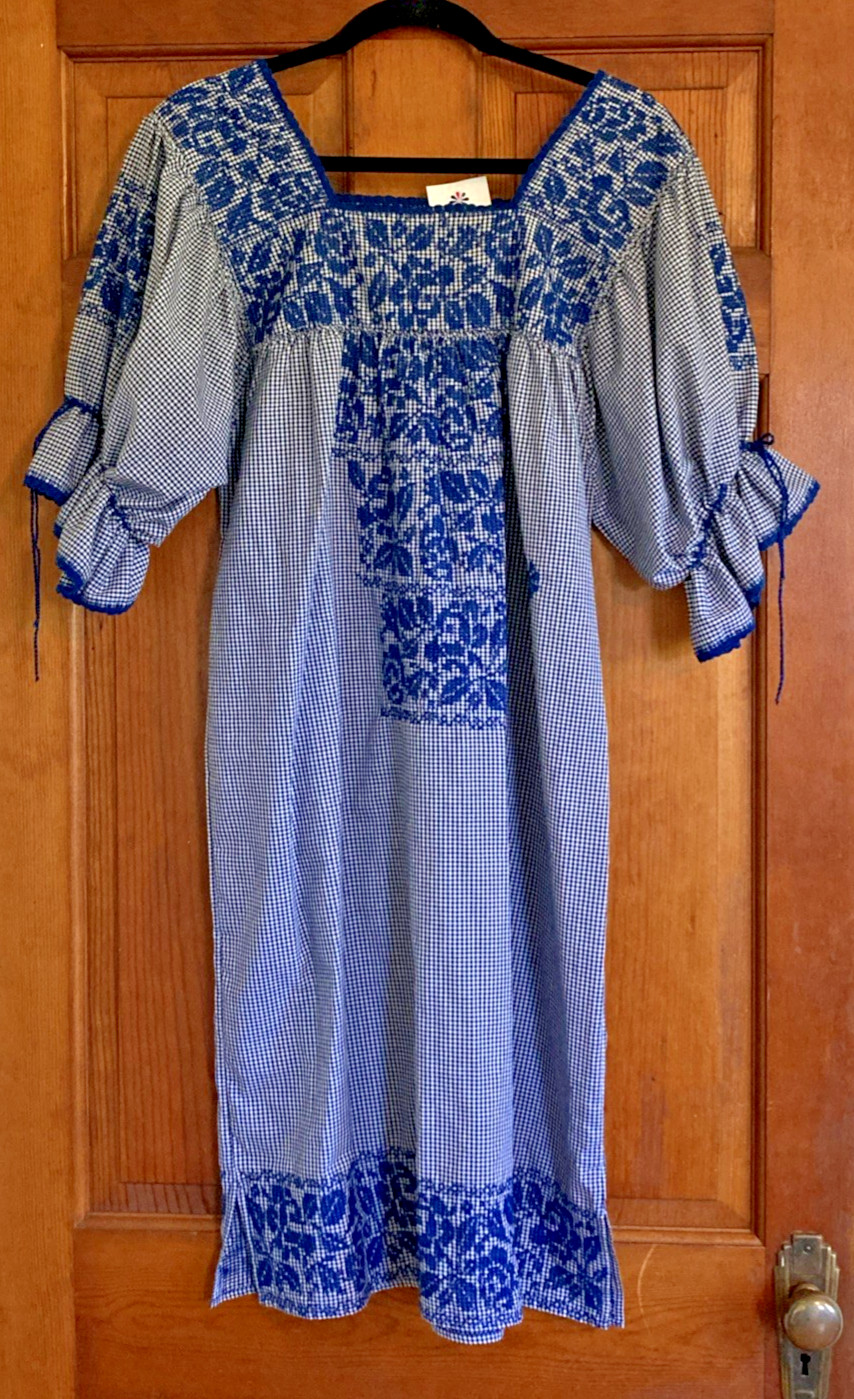 Margarita Mercantile Traditional Mexican Womens S Blue Midi Dress Handmade NWT
