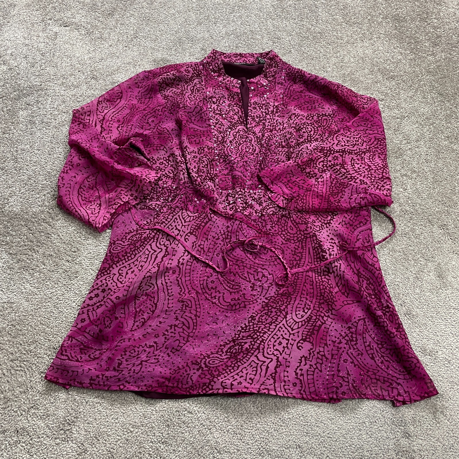 New York City Design Co. A-Line Dress Womens 3XL Purple Paisley Belted Casual