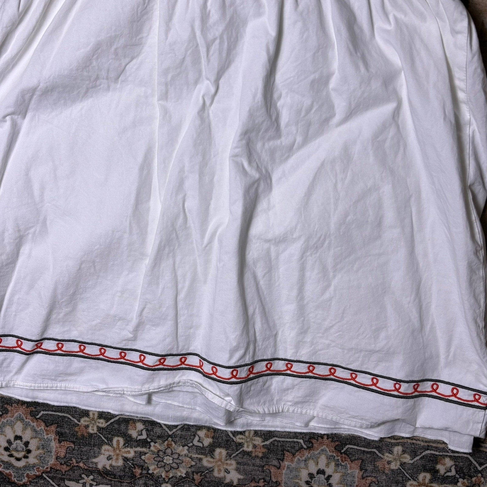 Anthropologie Aryeh White Cotton Embroidered Fish Sundress Top Smocked Waist M/L