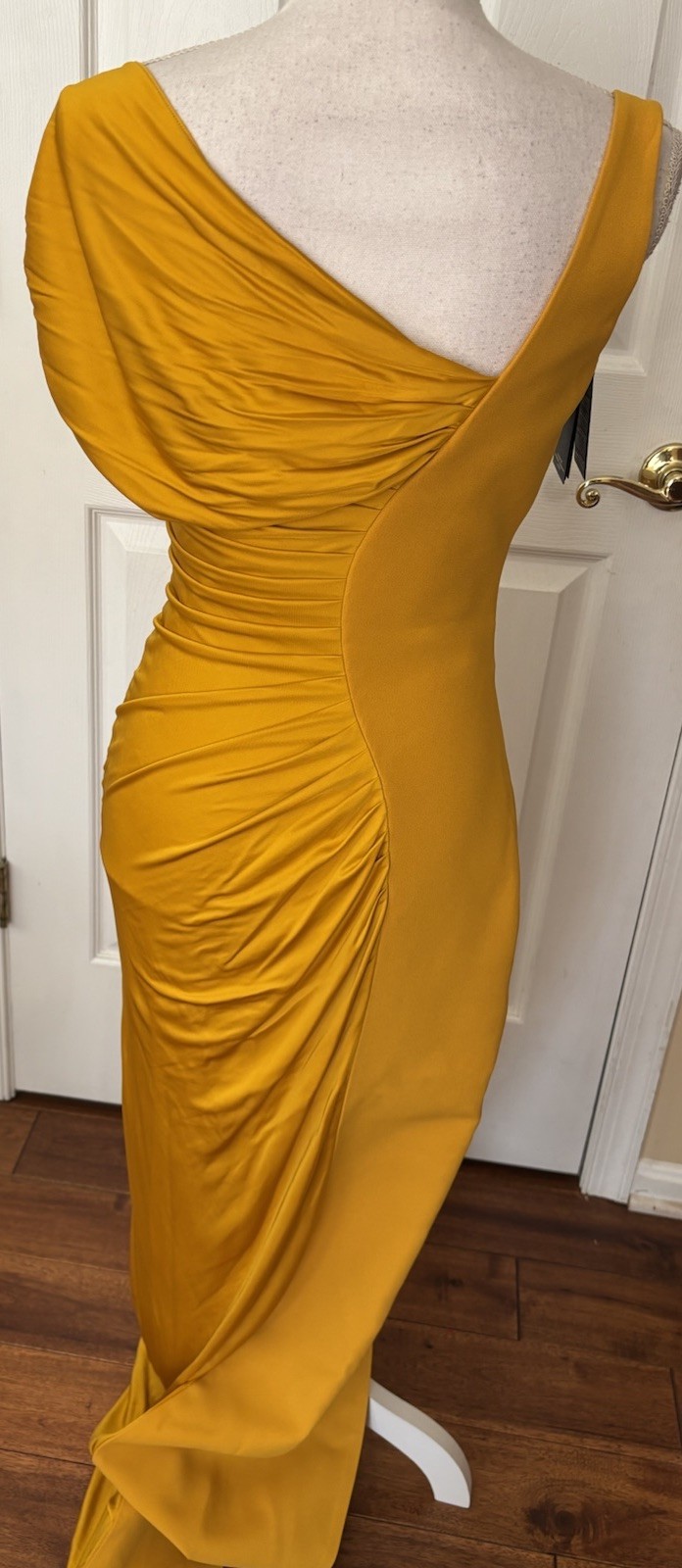 Versace Gown Medusa Liquid Jersey Sz 40 Italy US 4 Marigold $4490