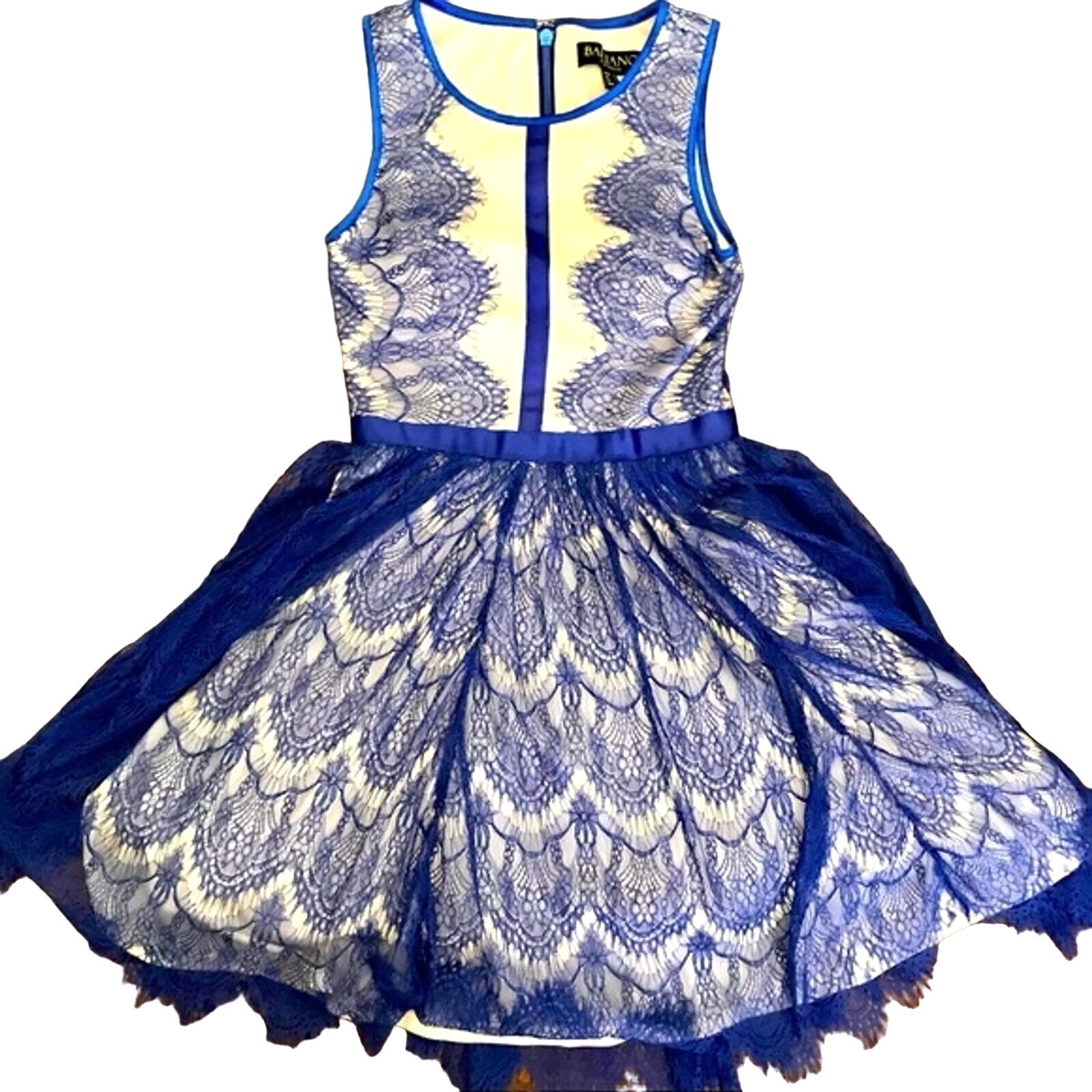 Bariano Australia Women’s Designer Blue Lace Tutu Party Cocktail Dress Size 4