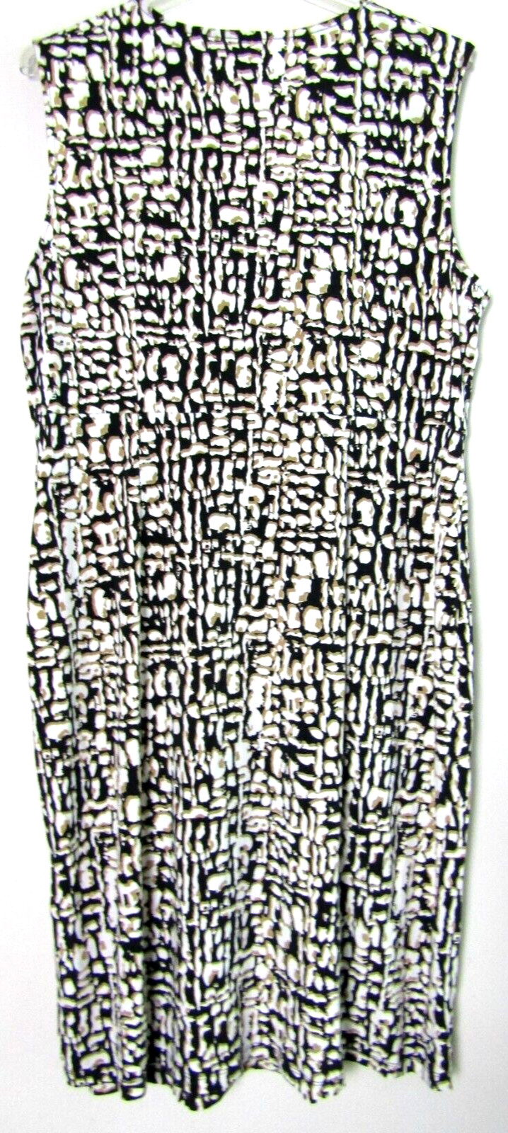Charter Club Black Brown White Print Sleeveless V Neck Knit Sheath Dress XL
