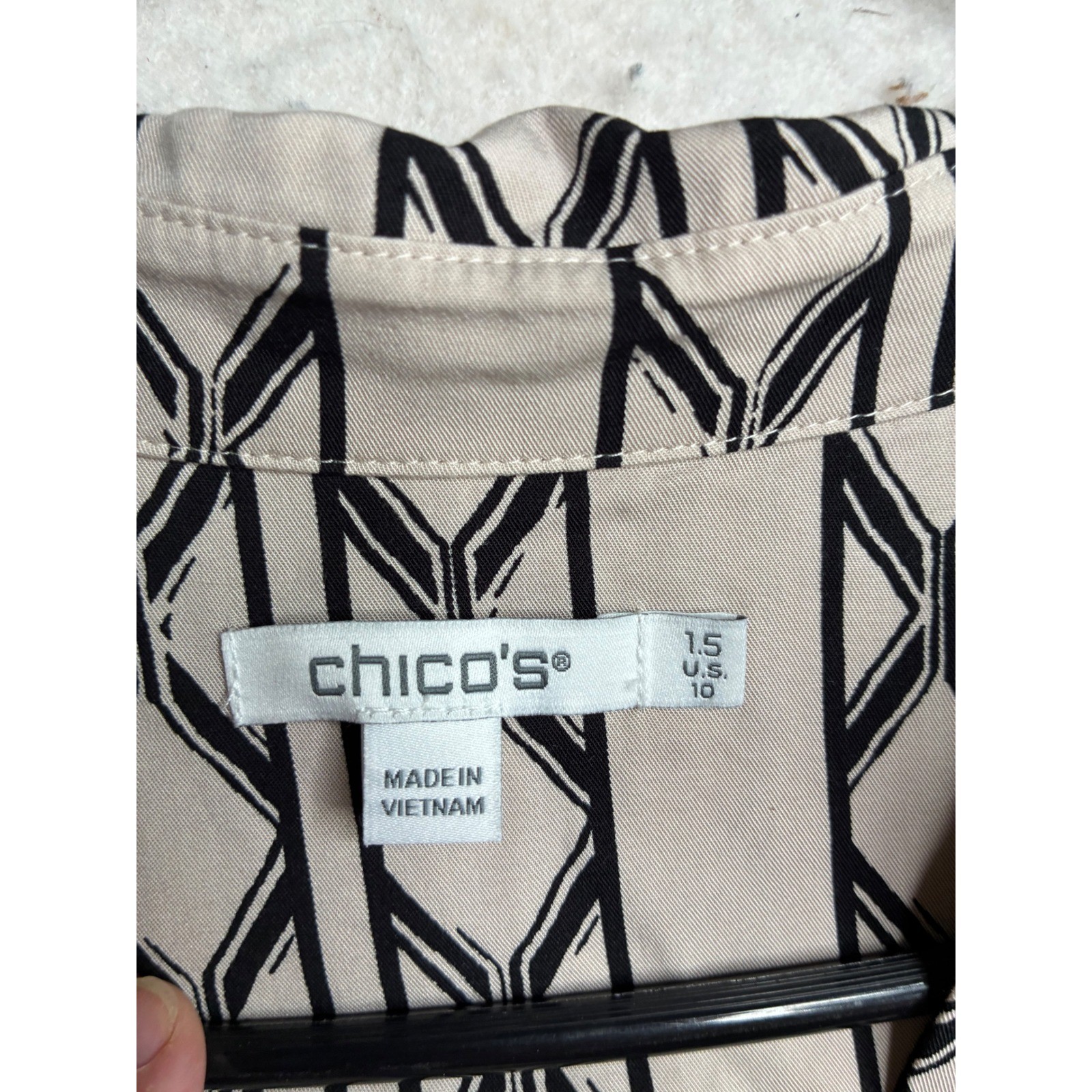 Chicos Sleeveless Silk Blend Geometric Stripe Button Front Shirt Dress womens 10