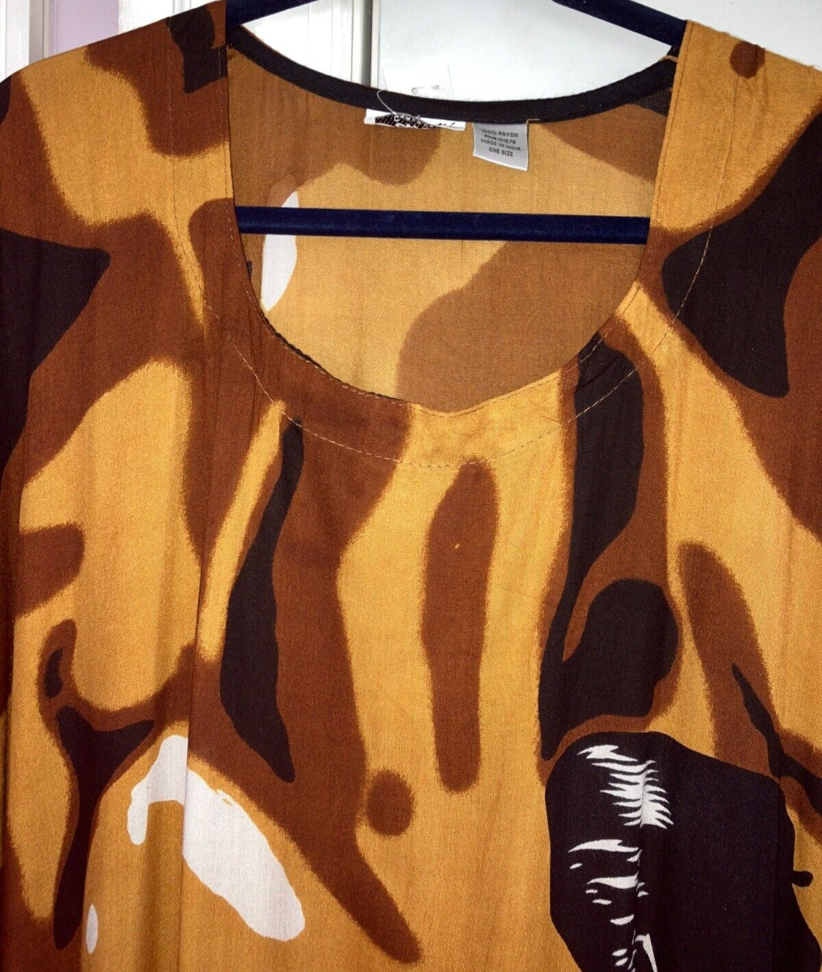 NEW SANTE 100% RAYON 3X MUMU KAFTAN CAFTAN HOUSE DRESS BLACK BROWN GOLD #HJ