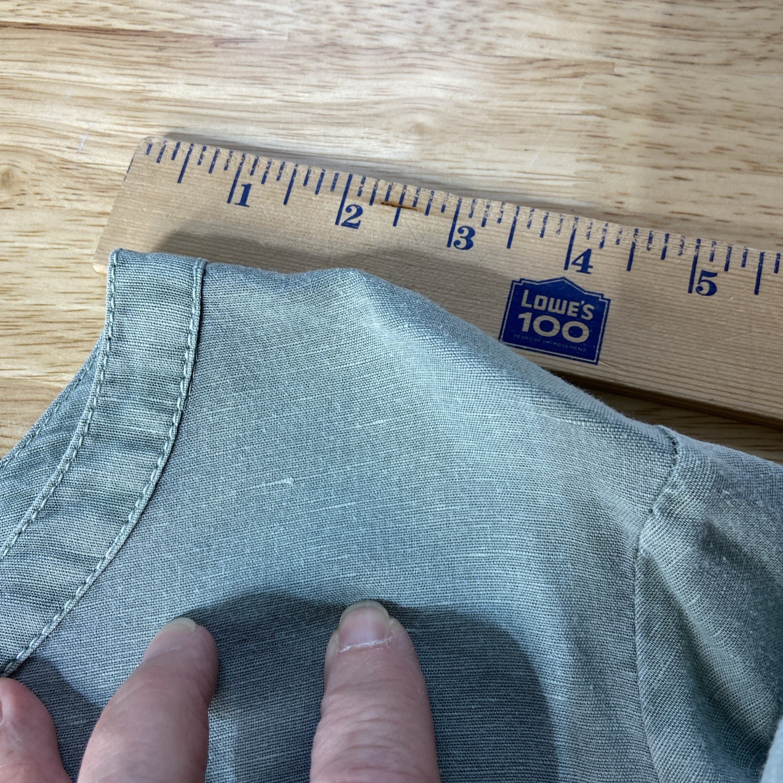 Caslon Green Button Down Long Roll Up Tab Sleeves Midi Linen Cotton Dress XL