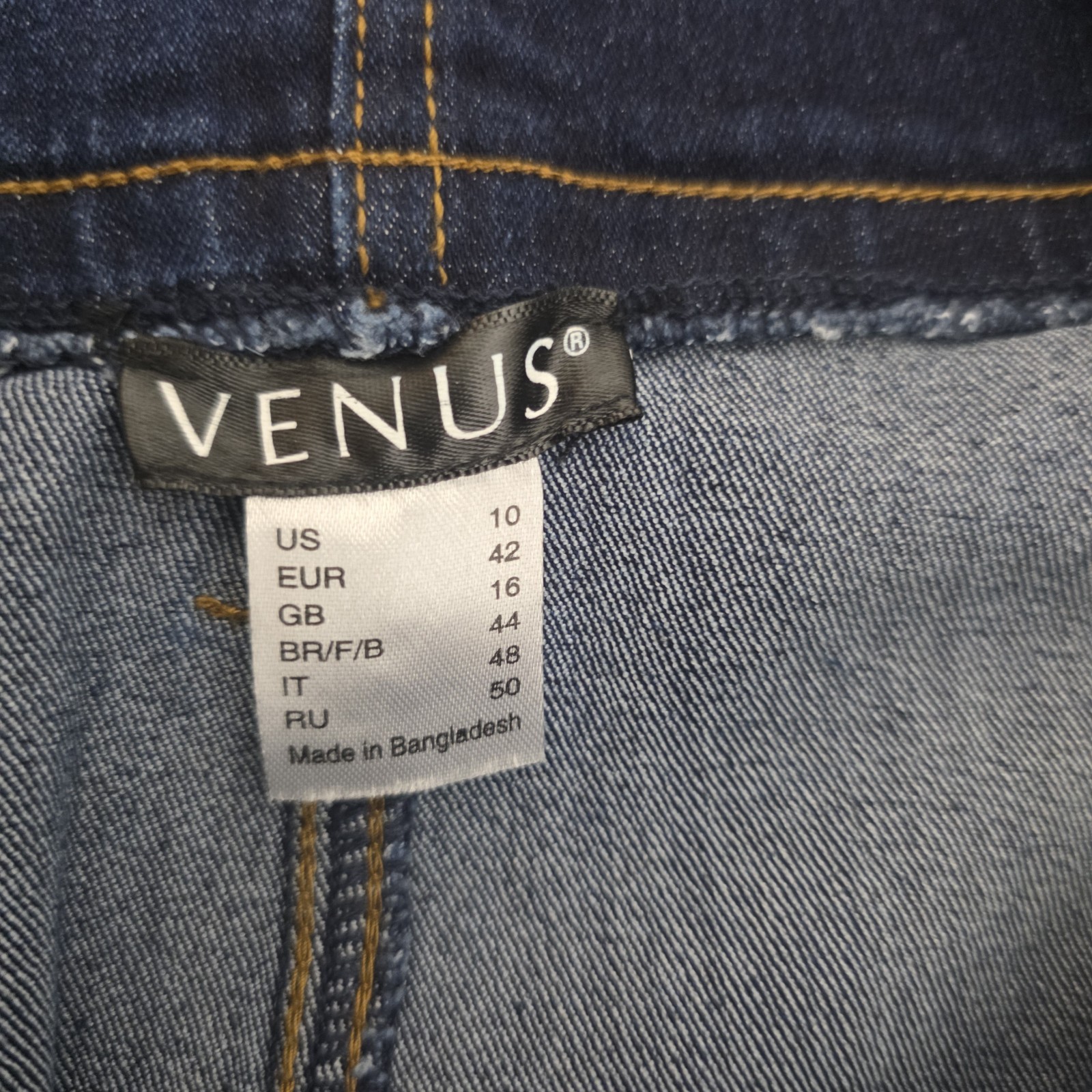 Venus Denim Zip Front Dark Wash Stretch Belted Western Fitted Dress SZ 10