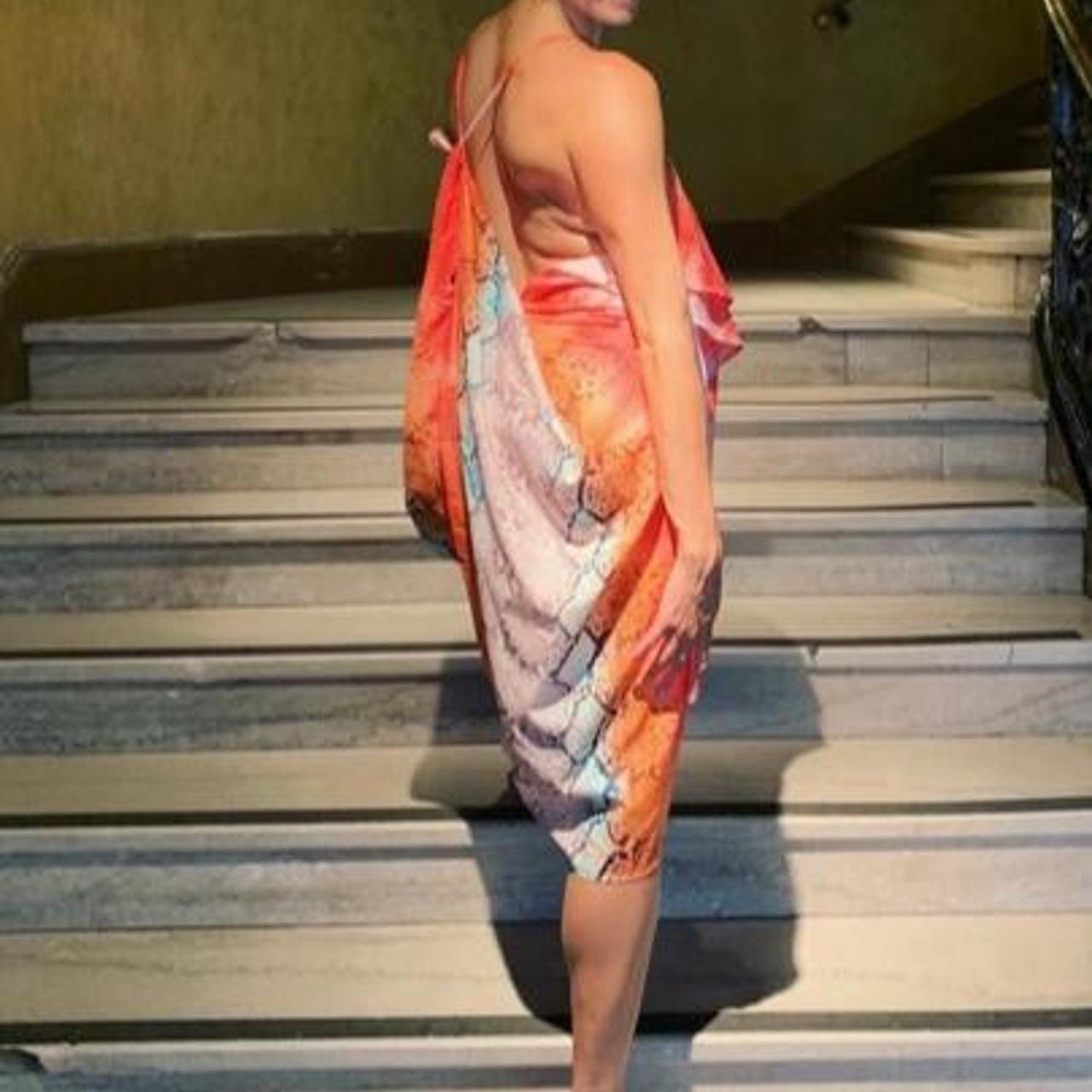 LOVERS + FRIENDS Sz M APHRODITE HI LOW RUFFLE DRESS COVERUP PYTHON $172
