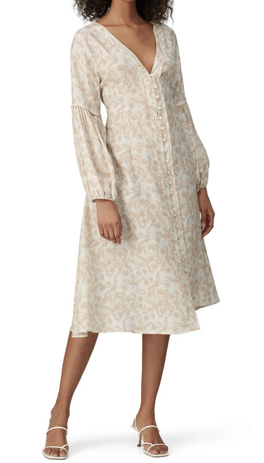 SANCIA The Maryse Long Sleeve Buttons Midi Dress Size M