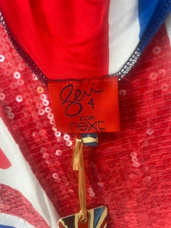 BNWT Rare Geri Halliwell Next Union Jack Sequin Dress Coronation Patriotic UK 8