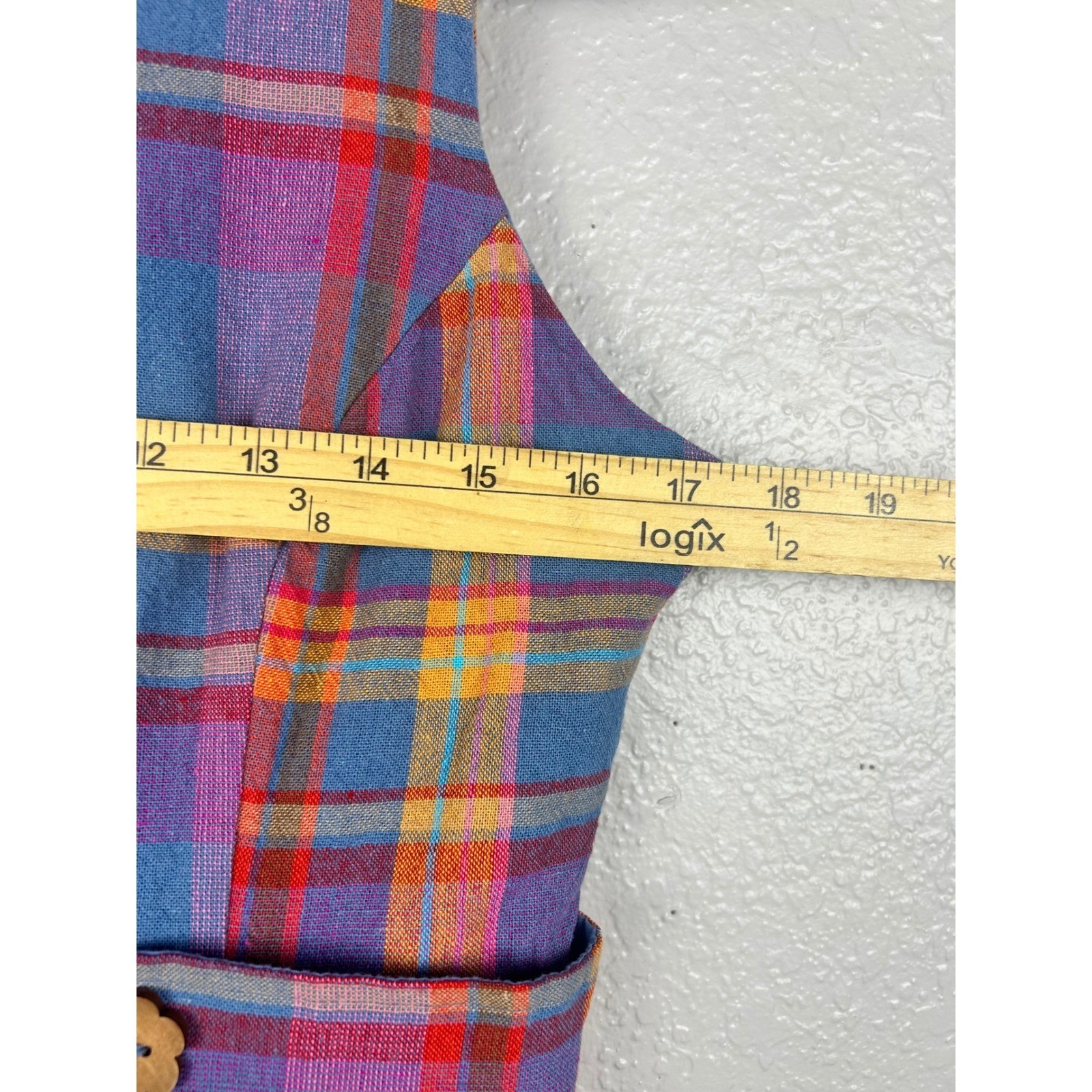 ModCloth Something Sixties Plaid Linen Blend Sleeveless Retro Dress Colorful 12