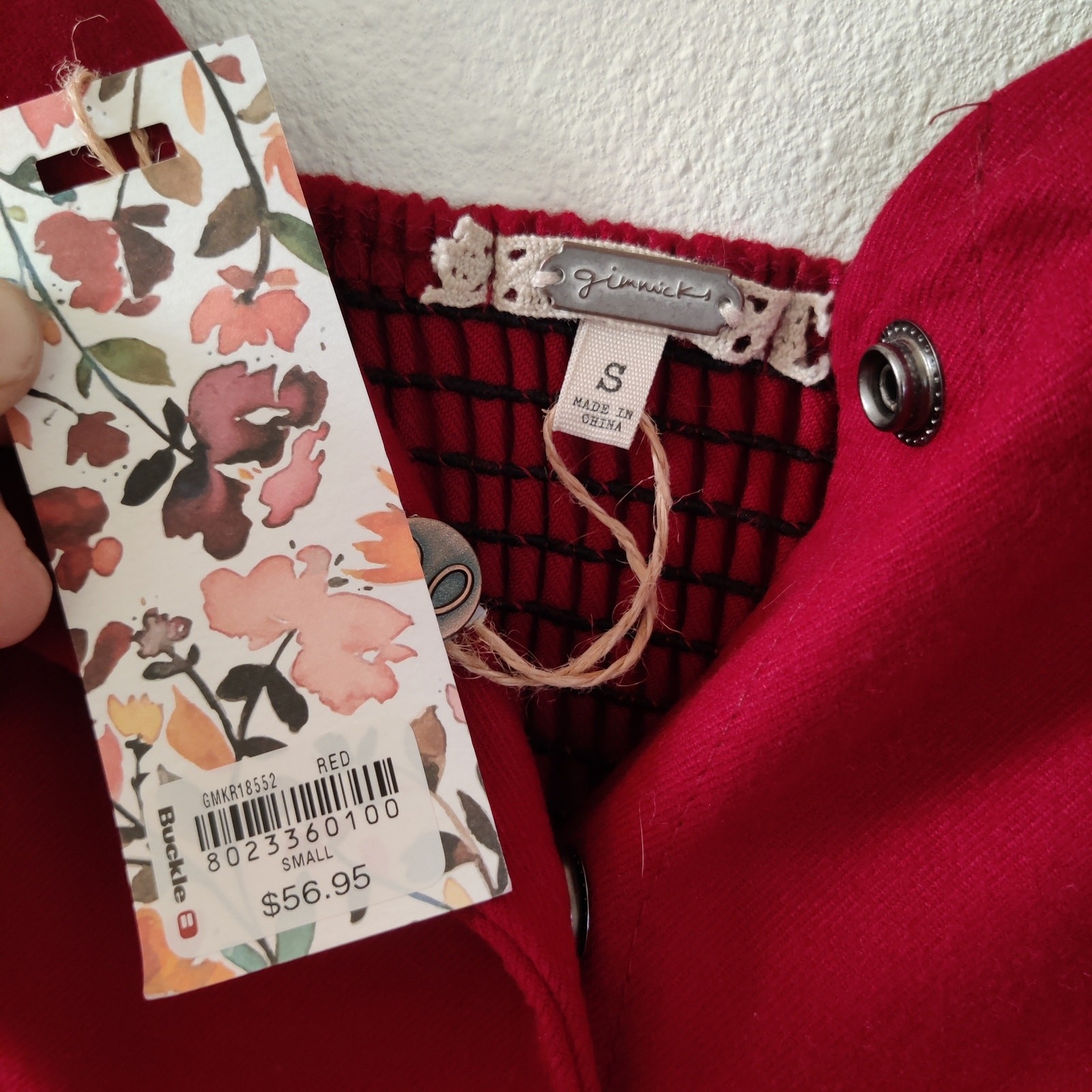 Gimmicks Buckle Dark Red Sleeveless Mini Dress Sz S Sweetheart Neck Snap Button
