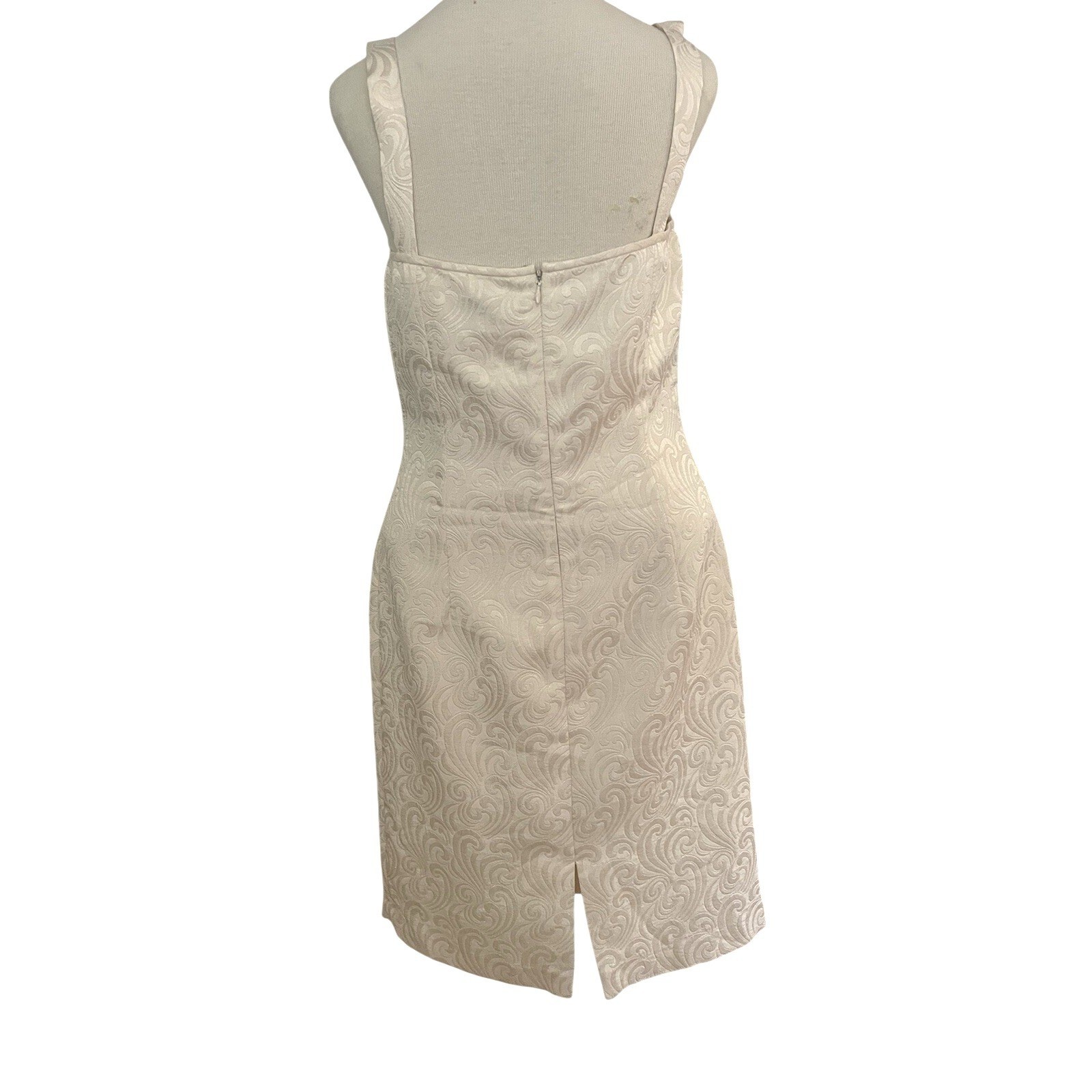 Tahari Jacquard Ivory Strap Dress Textured Size 6