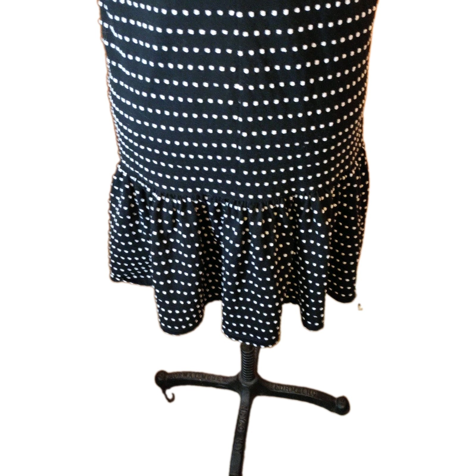 Sm LOFT Polka Dot Stripe Sheath Dress with Ruffle Hem Halter Neckline
